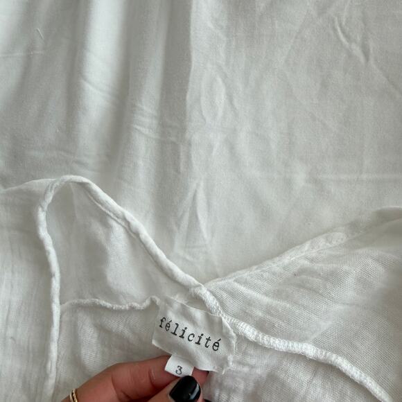 Felicite Linen Dress White Women’s Size 3/L Midi Summer Resort Wear - Picture 3 of 6